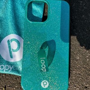 Gorgeous teal/aqua sparkle Loopy case IPhone 13 Pro Max